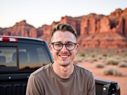Casual portrait of Dr Connor Robertson smiling casually outdoors