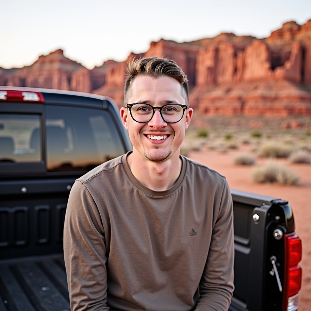 Casual portrait of Dr Connor Robertson smiling casually outdoors