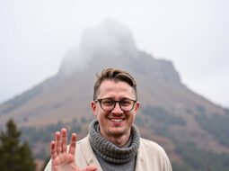 Daylight outdoor headshot of Dr Connor Robertson smiling warmly