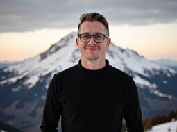 Smiling casual headshot of Dr Connor Robertson in outdoor setting