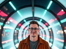 Outdoor portrait of Dr Connor Robertson smiling confidently