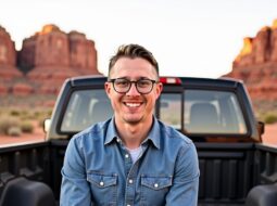 Casual outdoor headshot of Dr Connor Robertson with natural expression