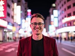 Close-up outdoor photo of Dr Connor Robertson with a warm smile