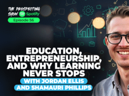 Two entrepreneurs recording a podcast