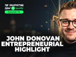 Entrepreneur sharing success story on stage