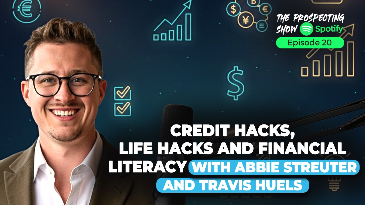 Two speakers discussing finance tips on podcast