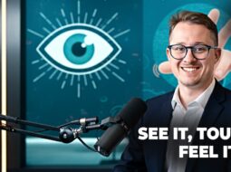 Customer examining a product sample in-person